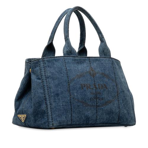 Prada Canapa Logo Denim Satchel