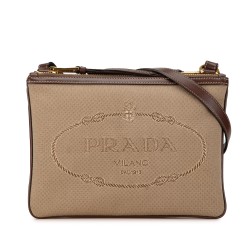 Prada Canapa Logo Double Zip Crossbody