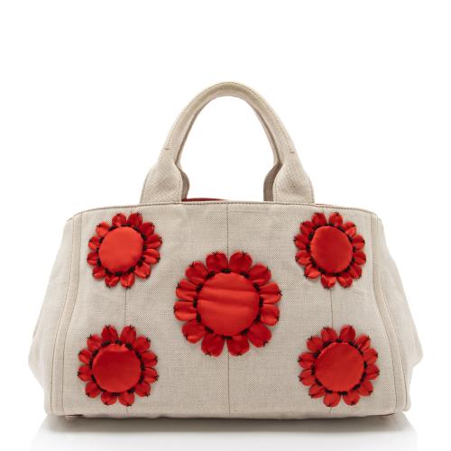 Prada Canapa Mistollino Floral Tote