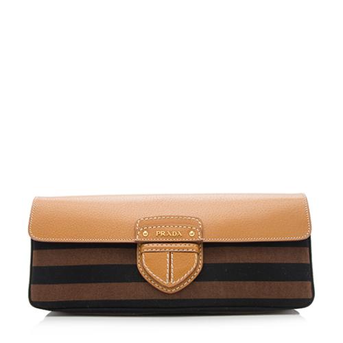 Prada Canapa Righe Striped Clutch | Prada Handbags | Bag Borrow or Steal