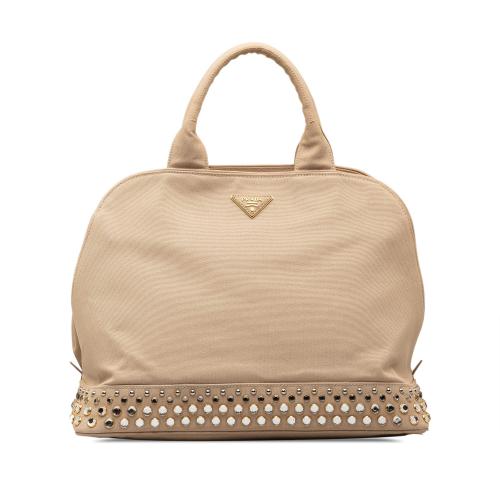 Prada Canapa Studded Dome Shopping Tote