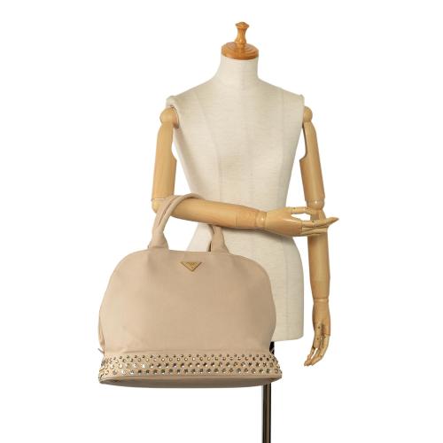 Prada Canapa Studded Dome Shopping Tote