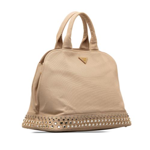 Prada Canapa Studded Dome Shopping Tote