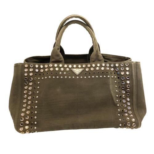 Prada Canapa Studded Tote Bag