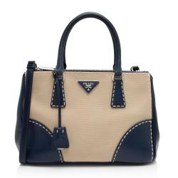 Prada Canvas Calfskin Stitch City Tote