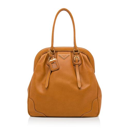 Prada Cinghiale Leather Framed Satchel