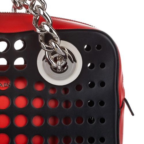 Prada City Fori Perforated Handbag