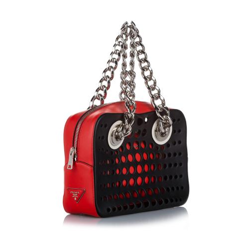 Prada City Fori Perforated Handbag