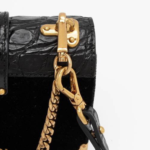 Prada Croc Embossed Calfskin Velvet Cahier Micro Crossbody