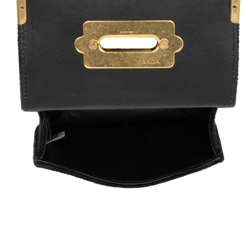 Prada Croc Embossed Calfskin Velvet Cahier Micro Crossbody