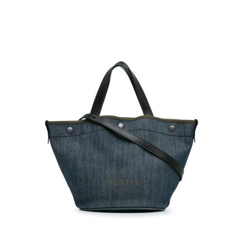 Prada Denim Logo Satchel