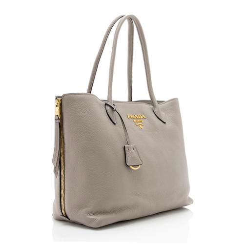 Prada Vitello Diano Leather Top Handle Shopper Tote