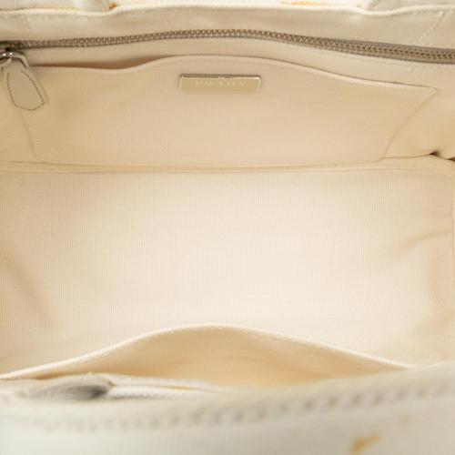 Prada Feather-Trimmed Canapa Satchel