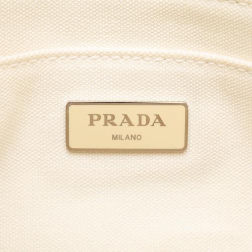 Prada Feather-Trimmed Canapa Satchel