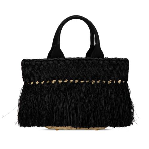 Prada Fringed Raffia Satchel