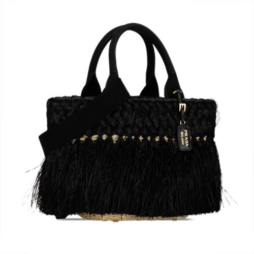 Prada Fringed Raffia Satchel