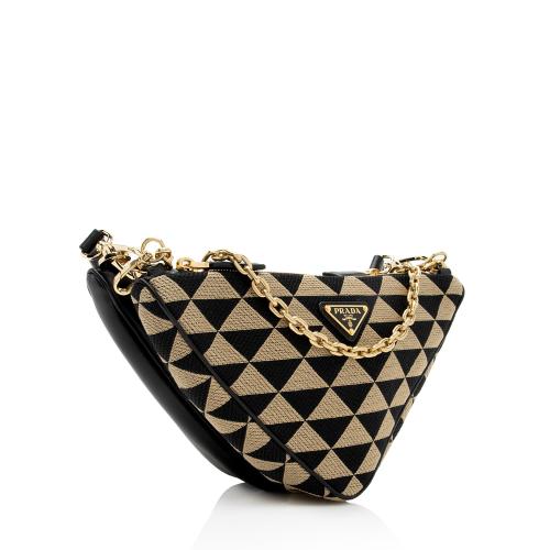 Prada Jacquard Symbole Triangle Mini Shoulder Bag