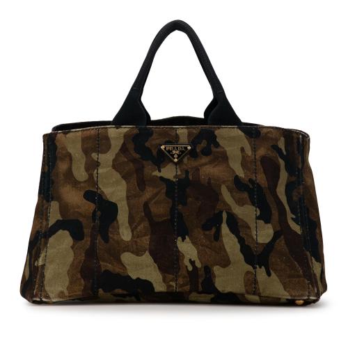 Prada Large Camouflage Stampata Canapa Tote