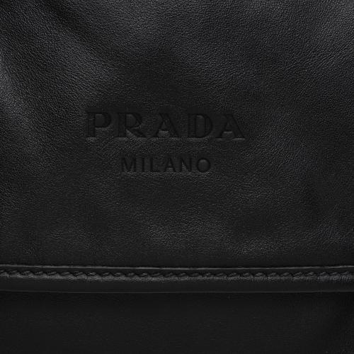 Prada Leather Double Buckle Flap Messenger Bag