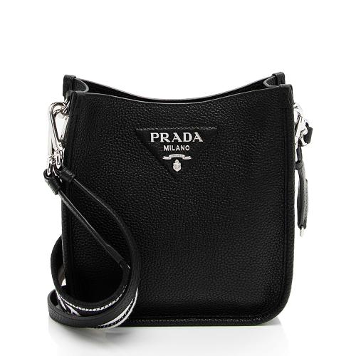 Prada Leather Logo Mini Soft Hobo