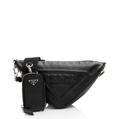 Prada Leather Triangle Logo Crossbody