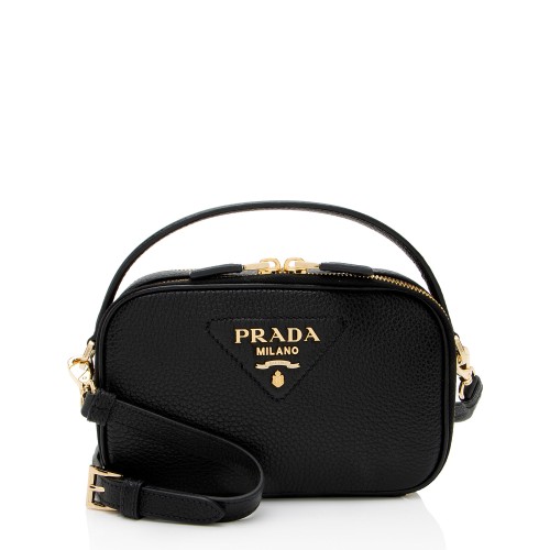 Prada Leather Triangle Logo Tote