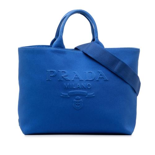 Prada Medium Canvas Logo Drill Satchel