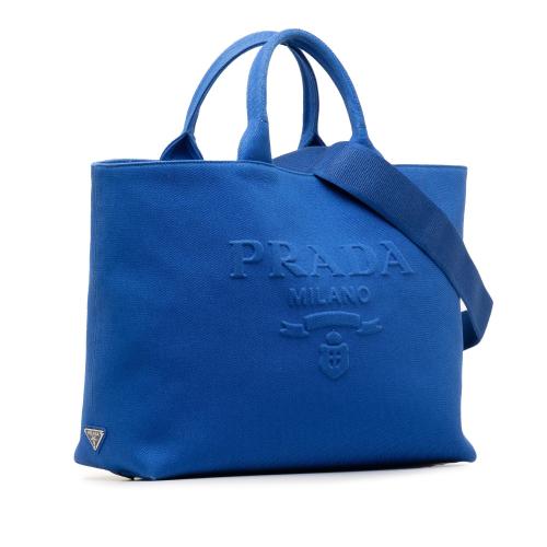 Prada Medium Canvas Logo Drill Satchel