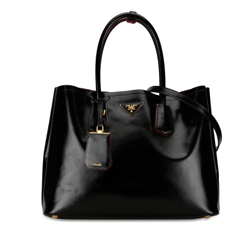 Prada Medium Saffiano Vernice Double Satchel