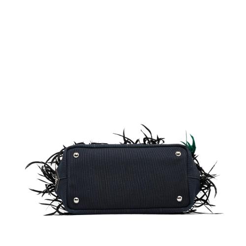 Prada Mini Canapa Convertible Canvas and Feather Tote