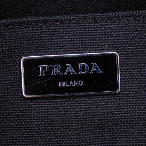 Prada Mini Canapa Convertible Canvas and Feather Tote