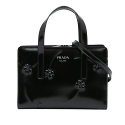 Prada Mini Spazzolato Floral Re Edition 1995 Double Handle Bag