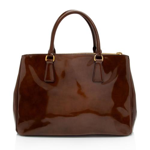 Prada Patent Leather Double Zip Medium Tote