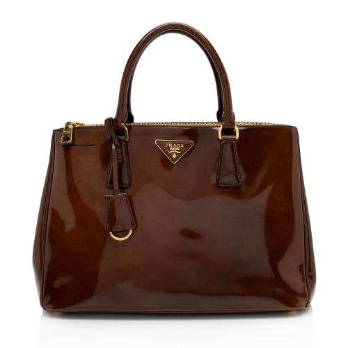 Prada Patent Leather Double Zip Medium Tote