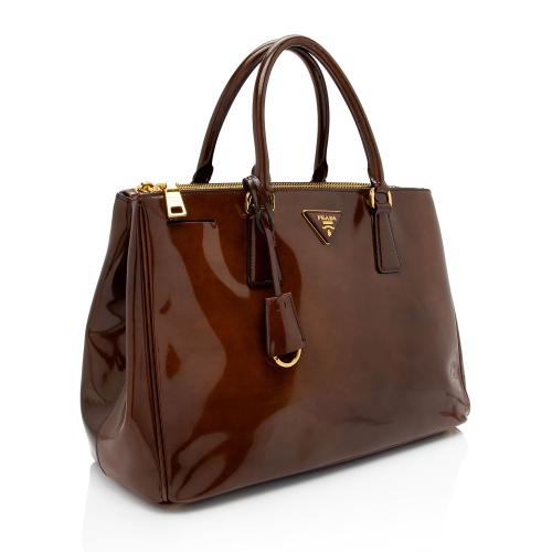 Prada Patent Leather Double Zip Medium Tote