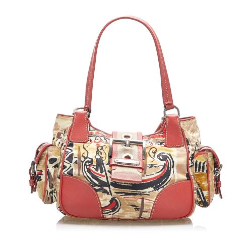 Prada Printed Canvas Shoulder Bag