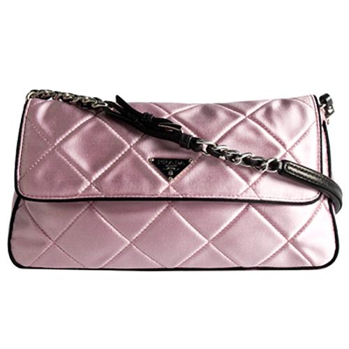 Prada Quilted Satin Small Flap Shoulder Handbag