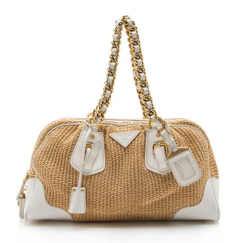 Prada Raffia Chain Shoulder Bag