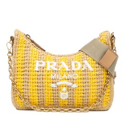 Prada Raffia Effect Crochet Striped Re-Edition 2005 Satchel