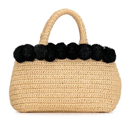 Prada Raffia Pompom Satchel