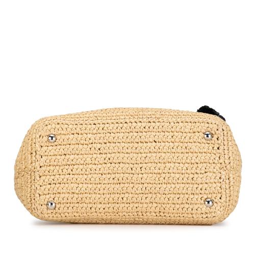 Prada Raffia Pompom Satchel