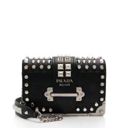 Prada Saffiano Calfskin Studded Cahier Crossbody