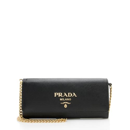 Prada Saffiano Leather Chain Handle Clutch