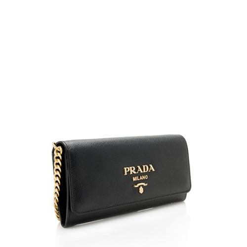 Prada Saffiano Leather Chain Handle Clutch