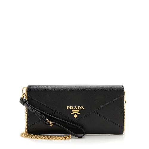 Prada Saffiano Leather Envelope Wallet on Chain Bag