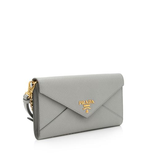 Prada Saffiano Leather Envelope Wallet on Chain Bag