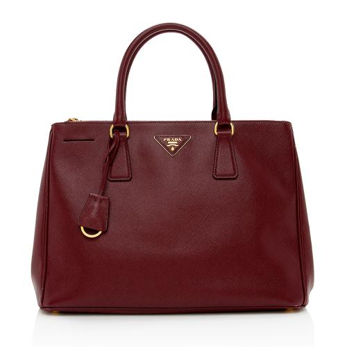 Prada Saffiano Leather Lux Double Zip Medium Tote