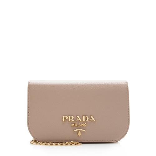 Prada Saffiano Lux Leather Chain Bandoliera Crossbody