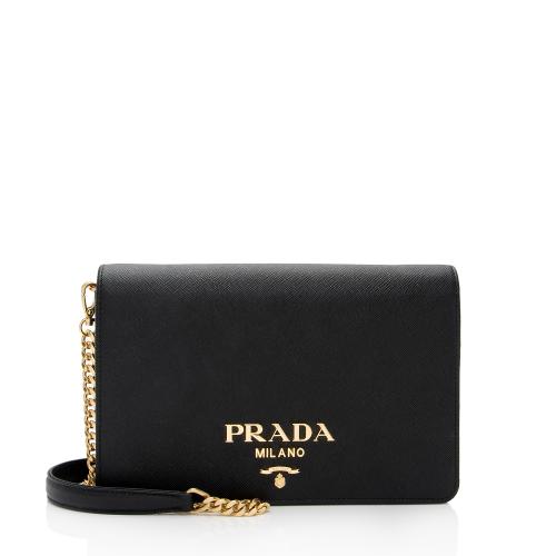 Prada Saffiano Lux Mini Chain Wallet