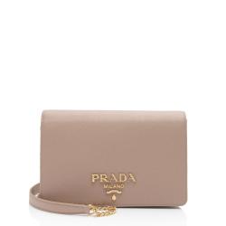 Prada Saffiano Lux Mini Chain Wallet